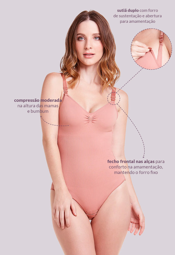 Body Modelador Amamentação Sutiã Duplo Maternidade Pós Parto Bronzer