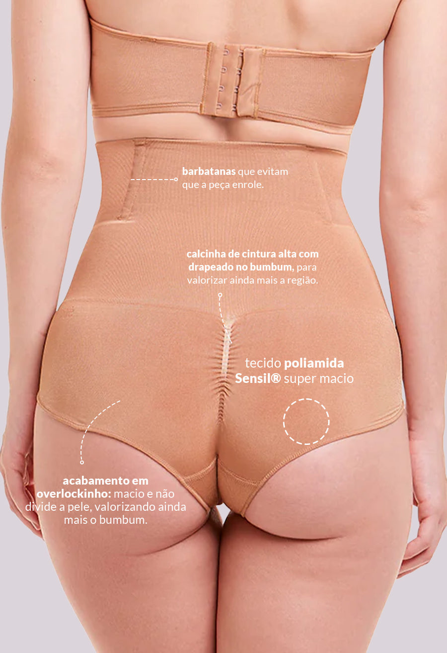 Calcinha Modeladora Abdominal Com Barbatana Afina Cintura Matte
