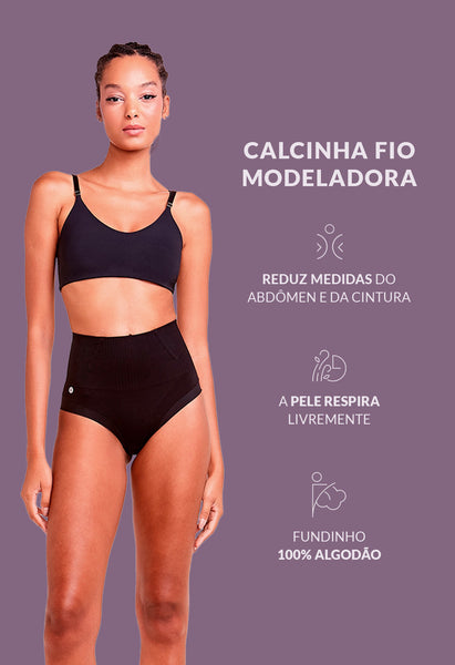 Calcinha Modeladora Invisível Cintura Alta Fio Dental Rio Negro