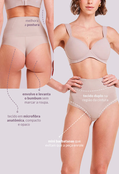 Calcinha Modeladora Invisível Cintura Alta Fio Dental Cupuaçu