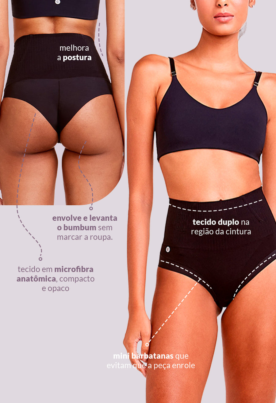 Calcinha Amazônia Control Modeladora Cintura Alta Fio Dental Invisível Afina Cintura Rio Negro