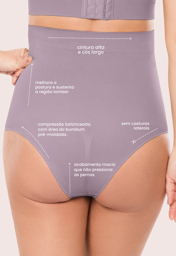 Calcinha Gestante Cintura Alta Lilac