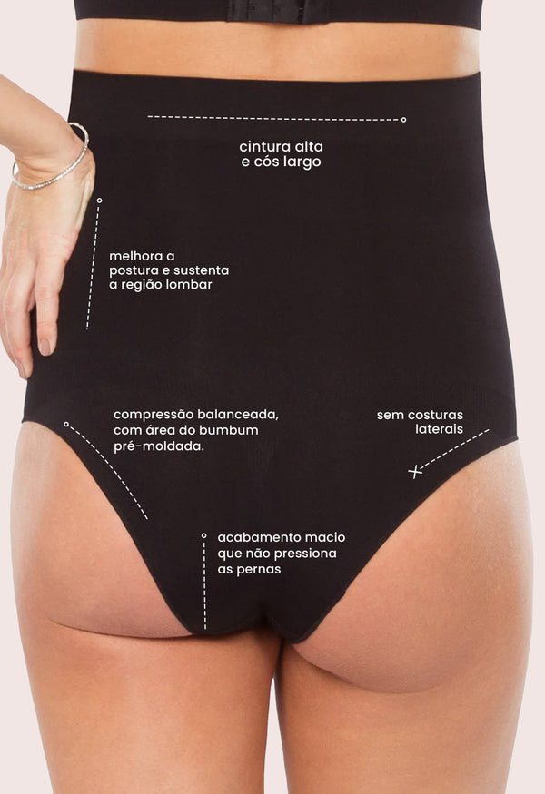 Calcinha Gestante Cintura Alta Preto