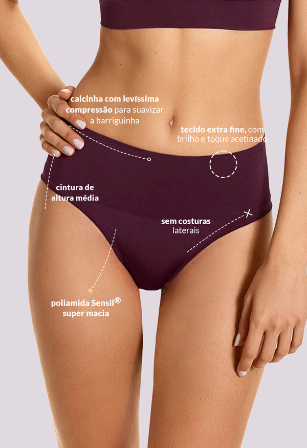 Calcinha Modeladora Tanga Afina Cintura Berry