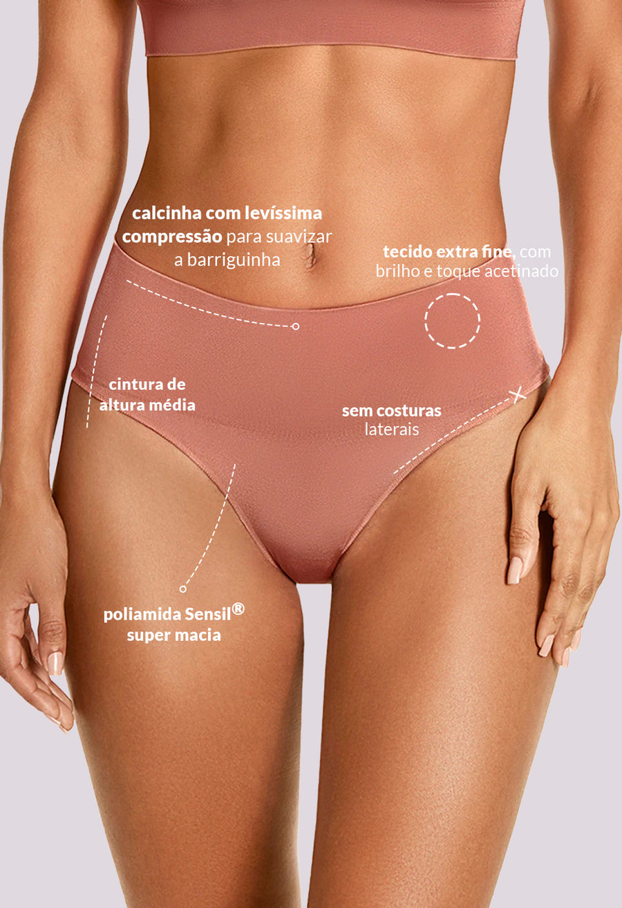 Calcinha Modeladora Tanga Afina Cintura Bronzer