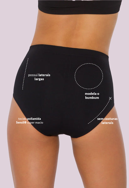 Calcinha Modeladora Cintura Alta Preto
