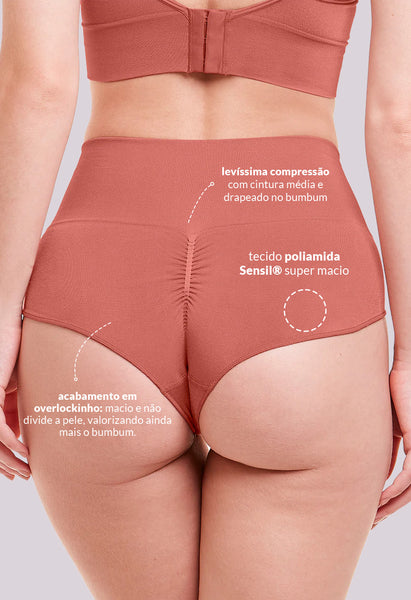 Calcinha Modeladora Leve Compressão Cintura Alta Biquíni Bronzer