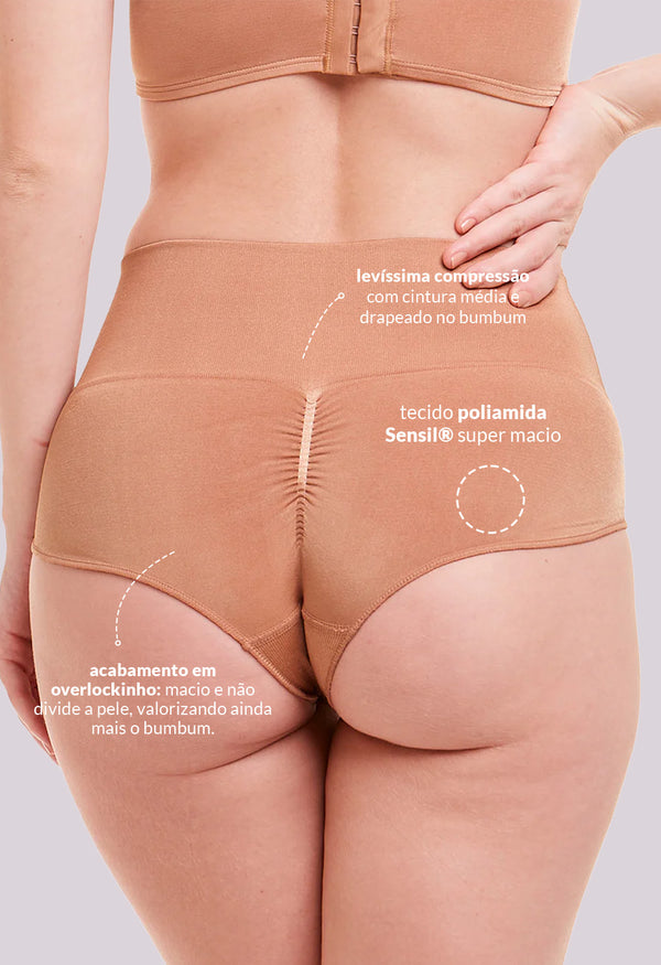 Calcinha Modeladora Cintura Alta Biquíni Afina Cintura Matte