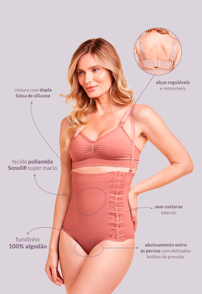 Calcinha Pós-Parto Cintura Alta Com Alças Removíveis Bronzer