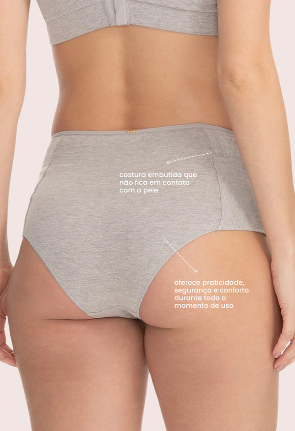 Calcinha Pós-Parto Tanga Cintura Média Mescla
