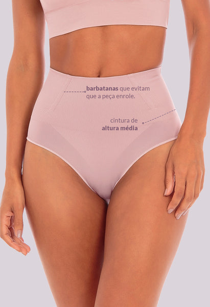 Calcinha Modeladora Cintura Alta Com Barbatana Blush