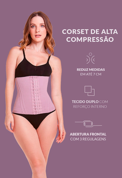 Corset Alta Compressão Com Barbatana Tecido Duplo Lilac