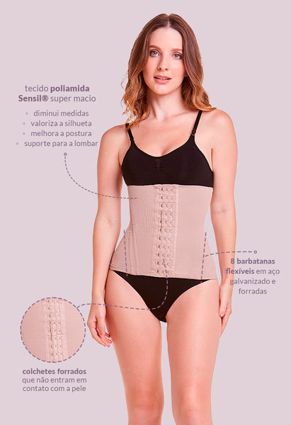 Corset Alta Compressão Com Barbatana Tecido Duplo Bordeaux