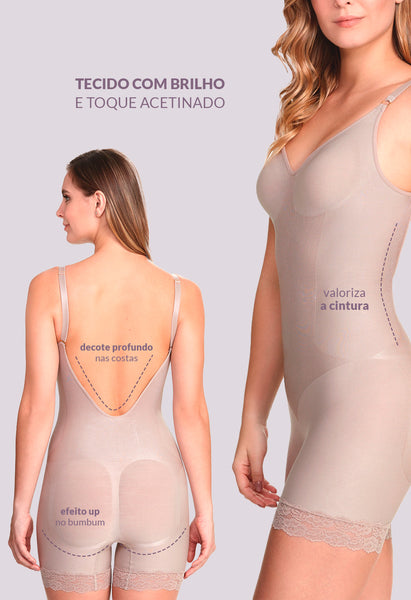Body Macaquinho Decote Sem Bojo Com Renda Blush
