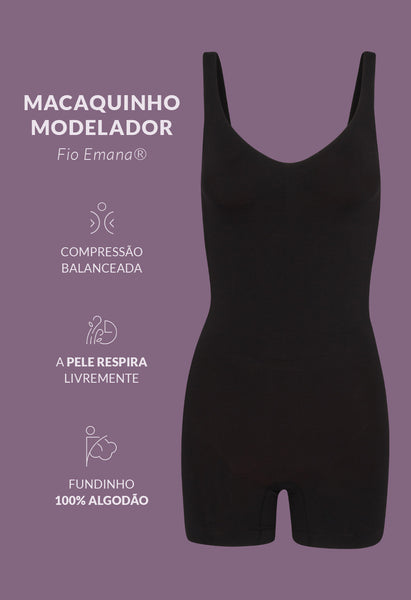 Body Macaquinho Modelador Emana Preto