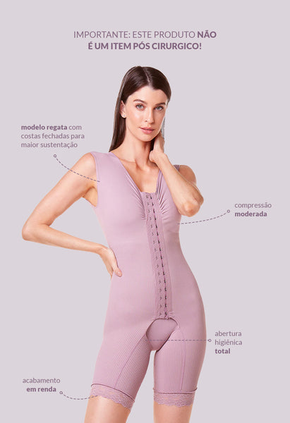 Body Macaquinho Ameniza Celulite Emana Alça Larga Lilac
