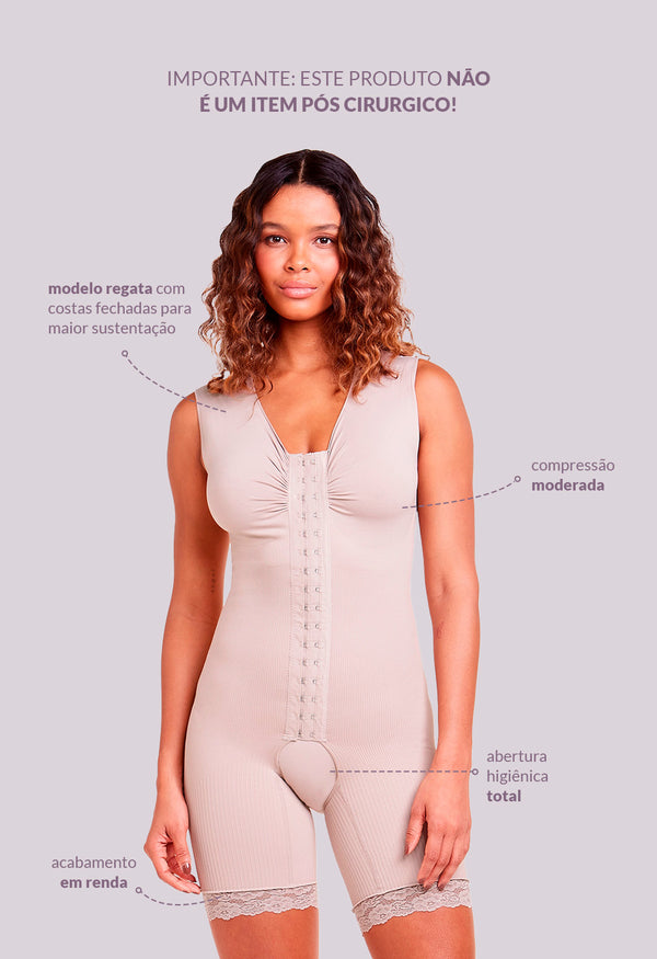 Body Modelador Macaquinho Alça Larga Emana Ameniza Celulite Base