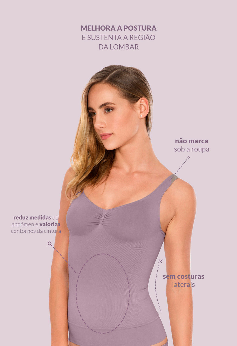 Regata Modeladora Sem Bojo Afina Cintura Lilac