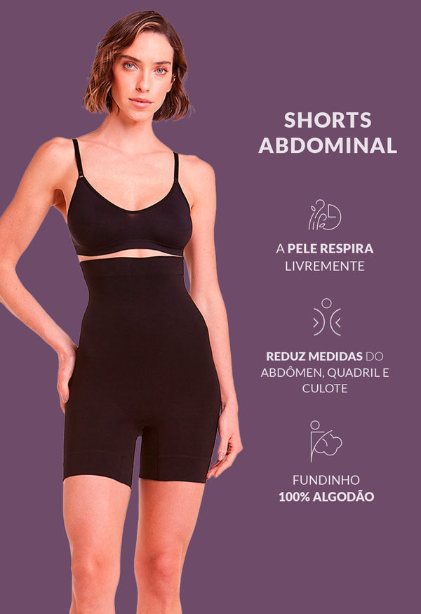Shorts Modelador Cintura Alta Emana Ameniza Celulite Preto