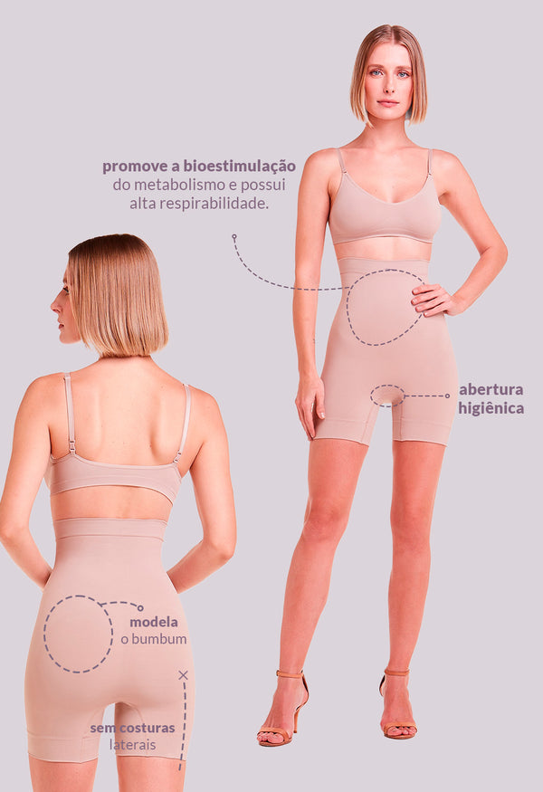 Shorts Modelador Cintura Alta Emana Ameniza Celulite Base
