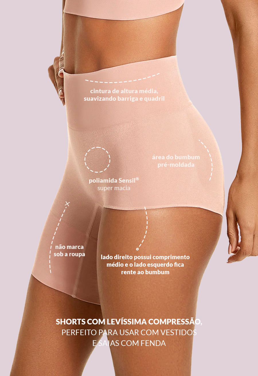 Bermuda Modeladora Cintura Alta Com Fenda Afina Cintura Balm