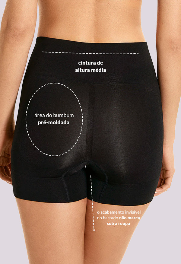 Shorts Modelador Cintura Alta Reduz Atrito Nas Coxas Black