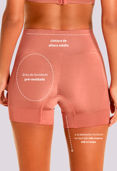 Shorts Modelador Leve Compressão Cintura Alta Bronzer