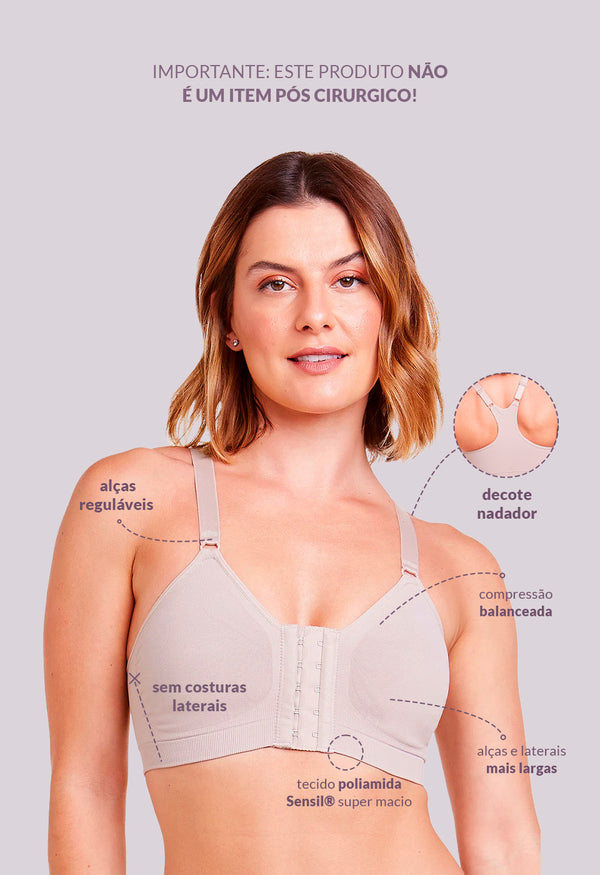 Sutiã Modelador Sustentação Nadador Abertura Frontal Valoriza Os Seios Base