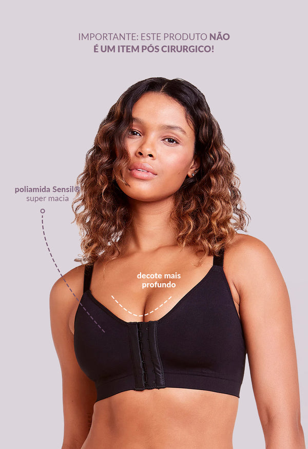 Sutiã Modelador Dupla Sustentação Abertura Frontal Valoriza Os Seios Preto