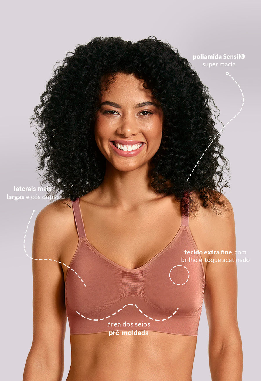Sutiã Modelador Triangulo Cós Duplo Sem Bojo Valoriza Os Seios Bronzer