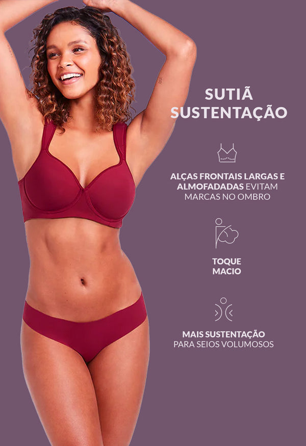 Sutiã Sustentação Com Bojo Sem Aro Guaraná