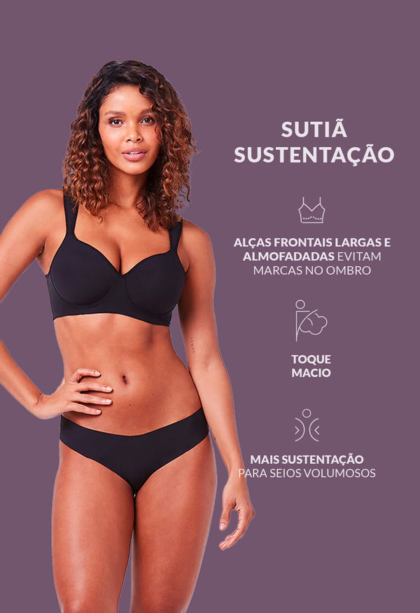 Sutiã Sustentação Com Bojo Sem Aro Rio Negro