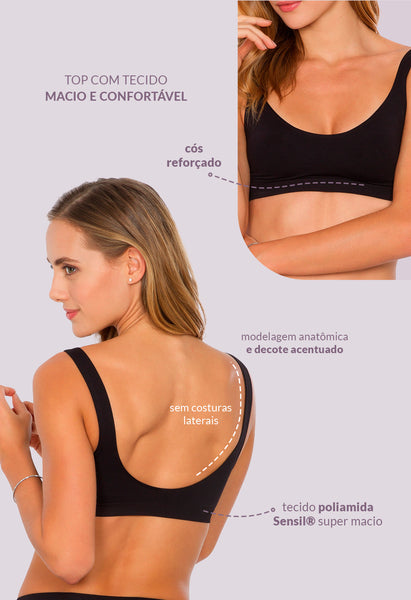 Top Extra Sustentação Preto