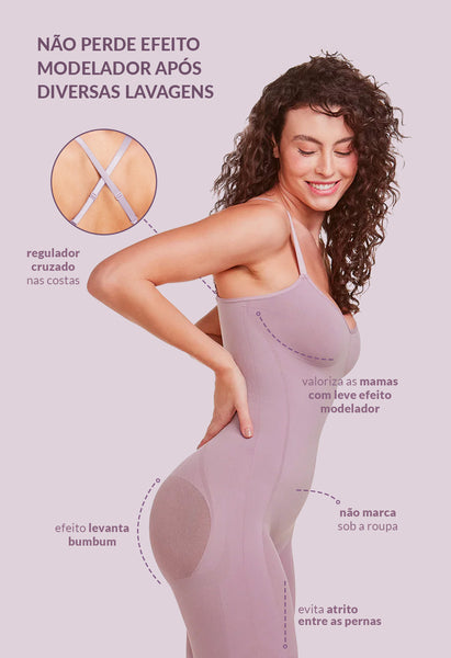 Body Macaquinho Modelador Levanta Bumbum Lilac